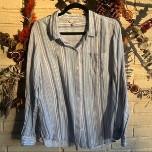 **Lucky Blue Striped Women’s Gauzy Blouse**